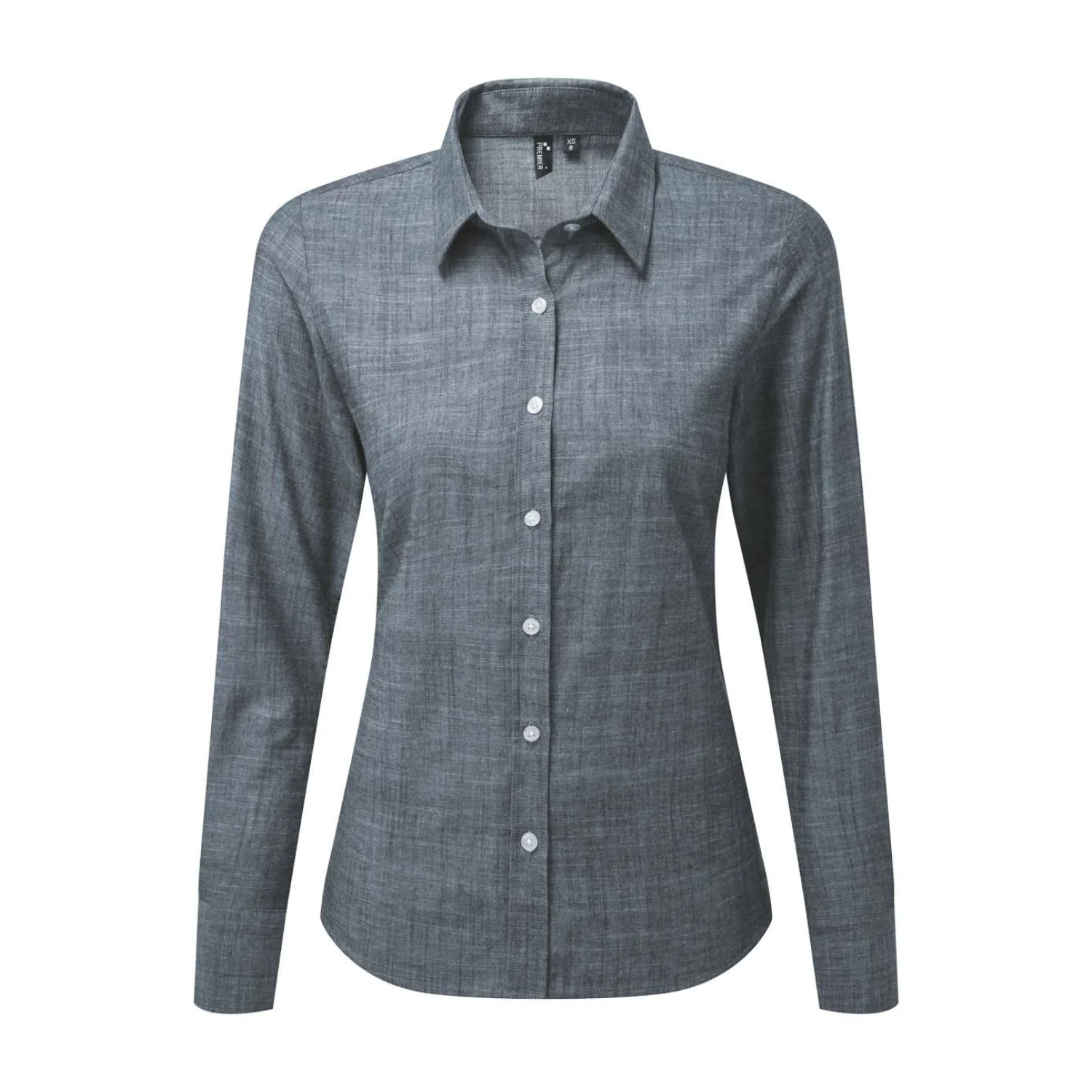 Premier Női hosszú ujjú strukturált pamut chambray ing Indigo