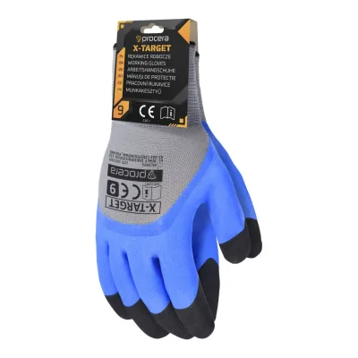 PROCERA X-target latexbevonatú védőkesztyű, címkével