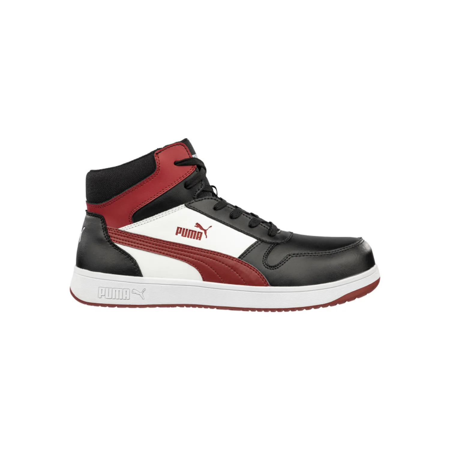 Puma Frontcourt BLK/WHT/RED Mid S3L ESD FO HRO SR munkavédelmi bakancs Fekete/fehér