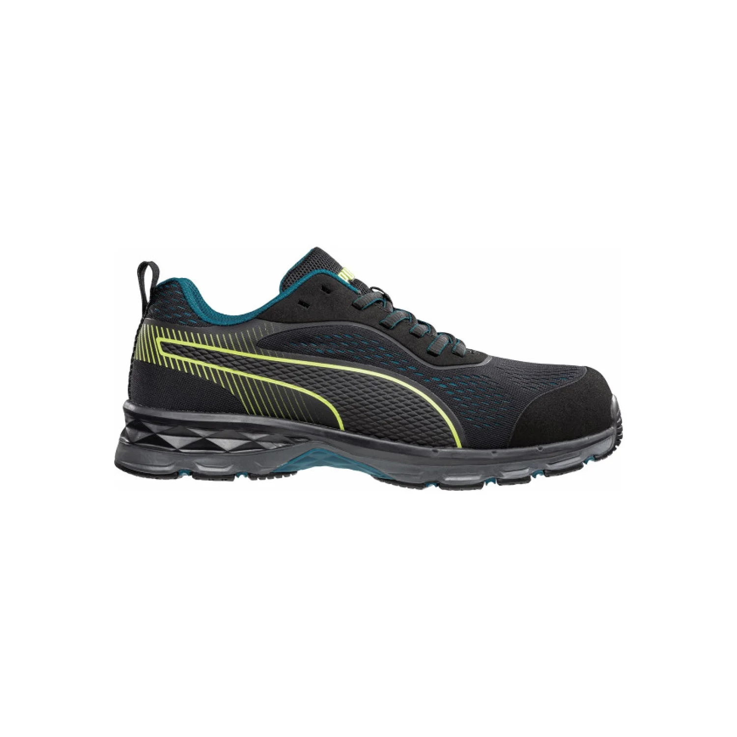 Puma Fuse Knit Black Wns Low S1P ESD HRO SRC női munkavédelmi cipő Fekete/limezöld