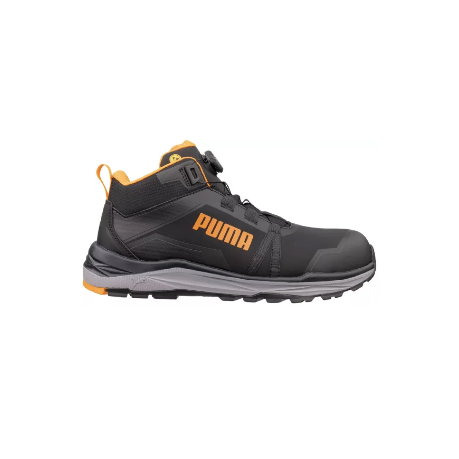 Puma KANYON Blk/Orange DISC Mid S3S ESD FO HRO SR munkavédelmi bakancs Fekete/narancs