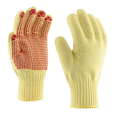 Rock Safety Négyszálas kötött Kevlar® kesztyű, PVC pontozással