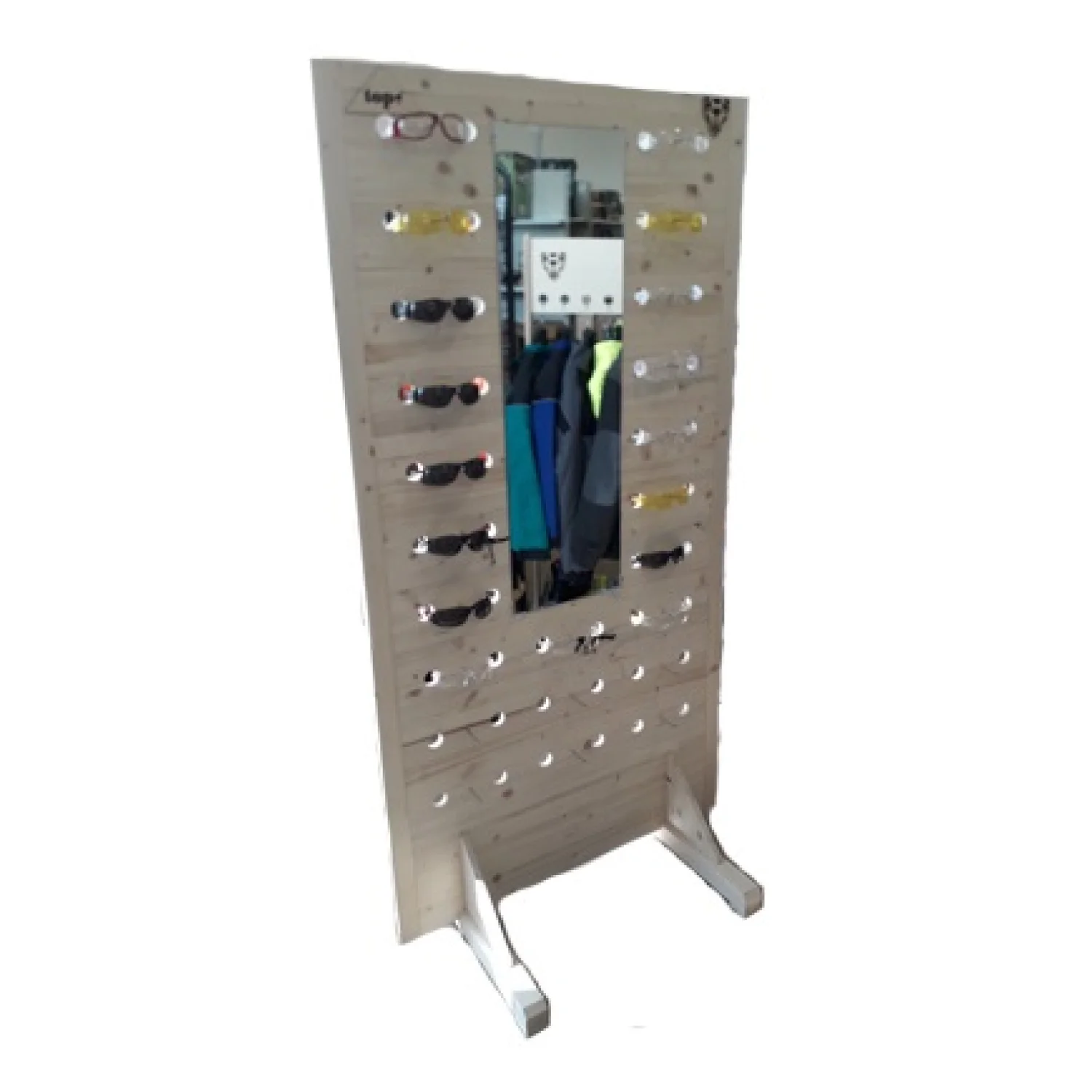 Szemüvegállvány közepes 188cm magas 115cm széles 2x35cm mély TOP promóciós anyag
