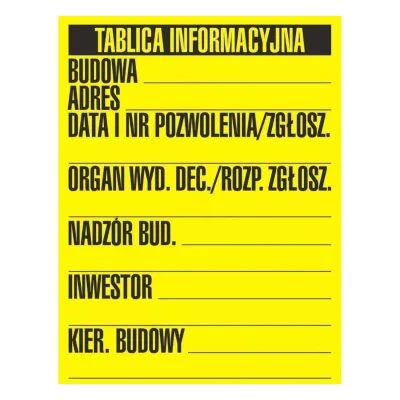 TDC építési tájékoztató tábla, 1 szín 49,5 x 65 - oa 098 ff pn munkavédelmi