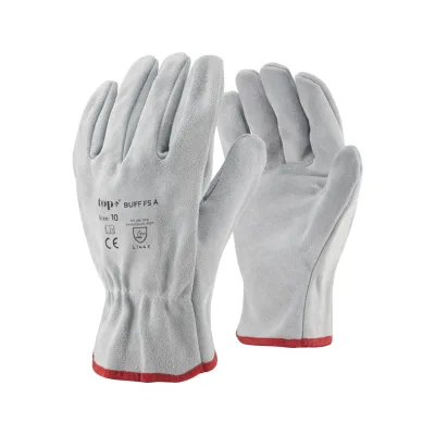 TOP BUFF-FS-A hasított marhabőr sofőrkesztyű, fehér, 10