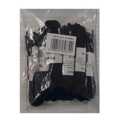 TOP cipőfűző, hengeres, strapabíró, fekete, 100% nylon