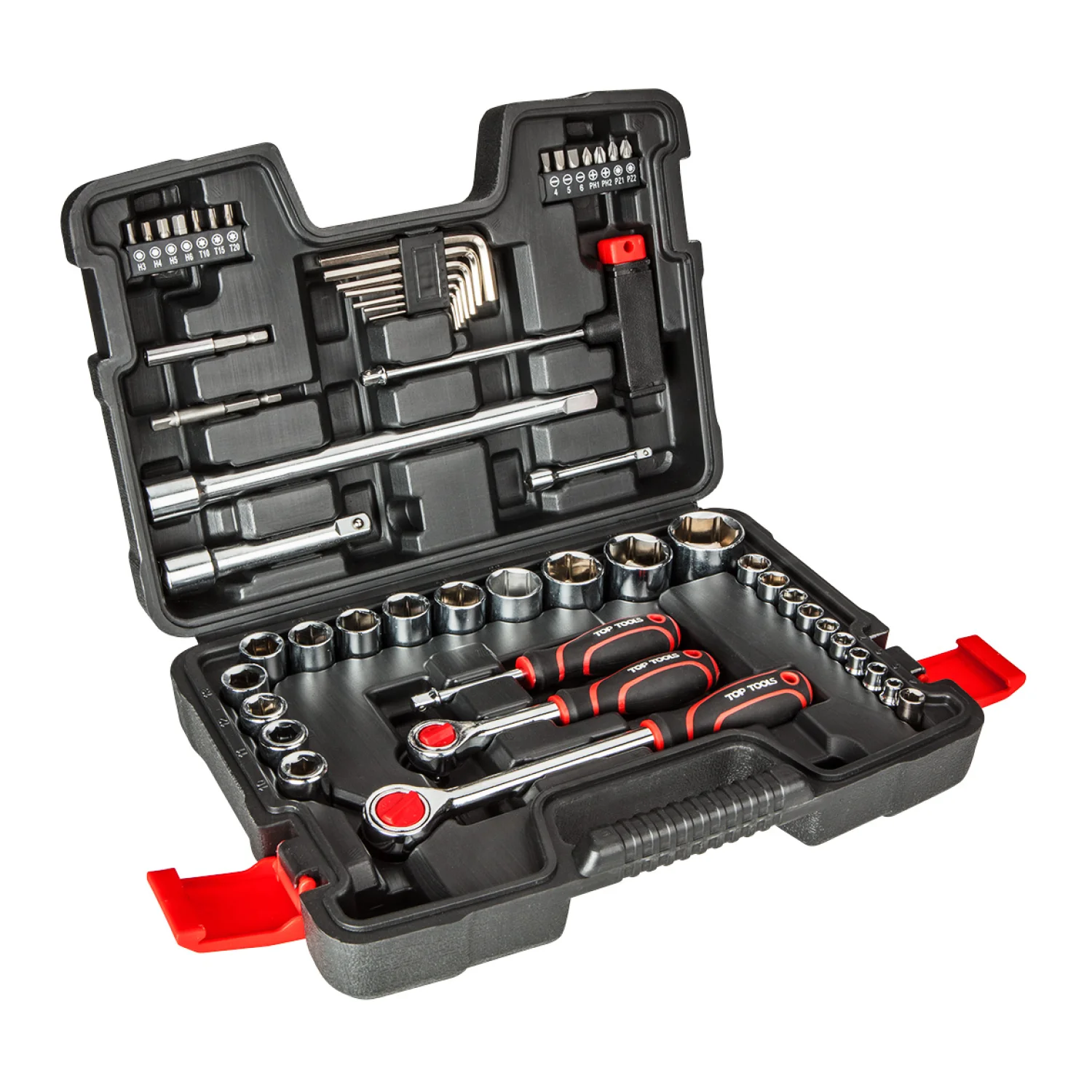Top Tools Dugókulcskészlet + bitkészlet 1/4", 1/2" 53db