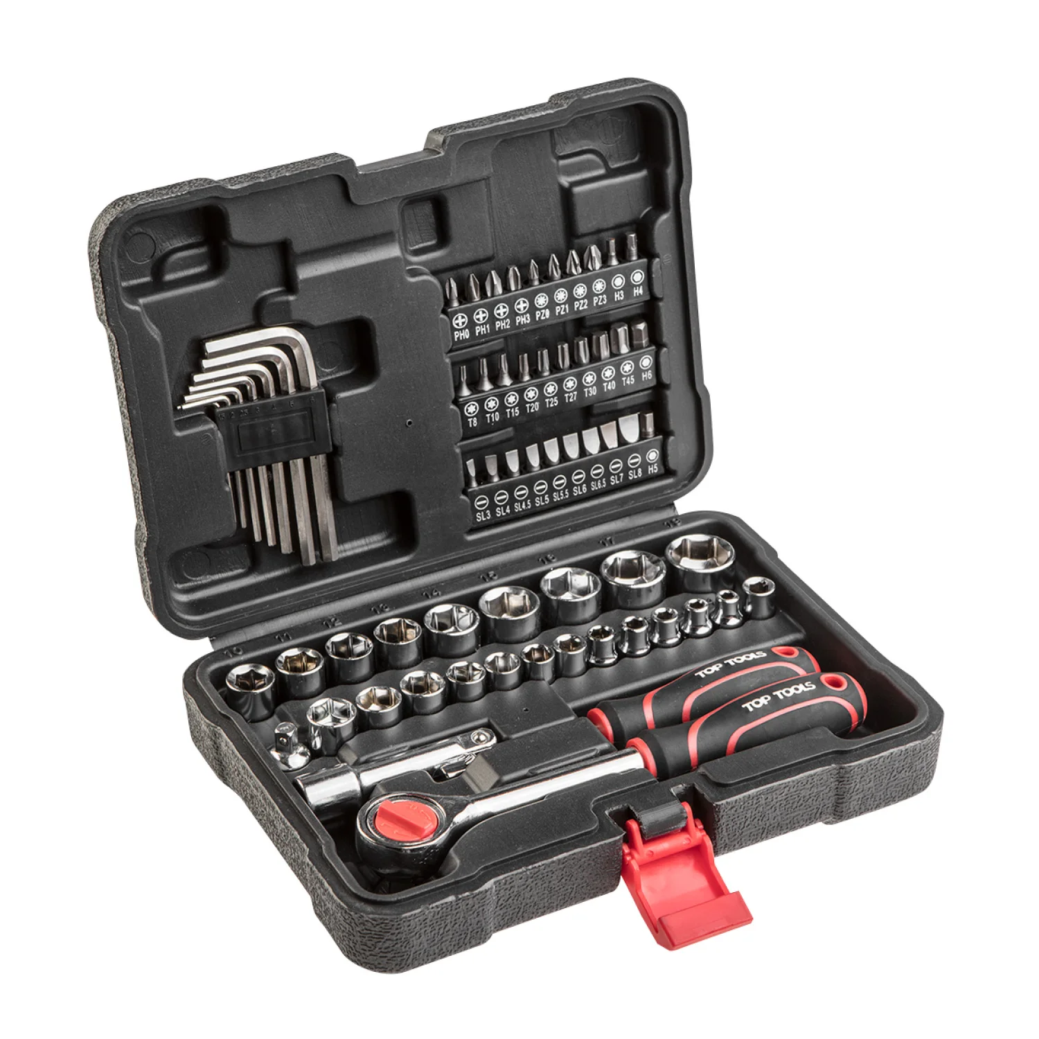 Top Tools Dugókulcskészlet + bitkészlet 3/8", 63db