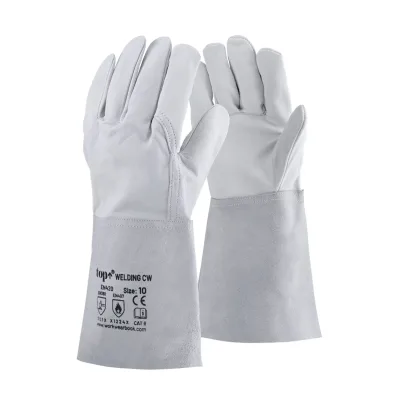 TOP WELDING CW hegesztőkesztyű, 15 cm bivalybőr mandzsetta, szürke