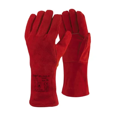 TOP WELDING-R Base bélelt hegesztőkesztyű, erős marhabőr, piros, 10