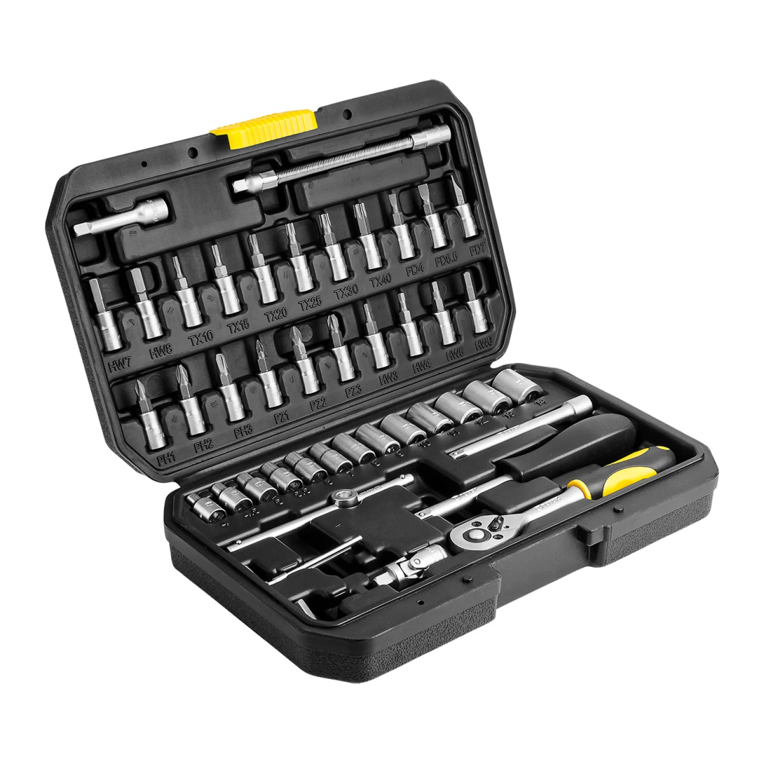 TOPEX Dugókulcskészlet + bitkészlet 1/4" 46db