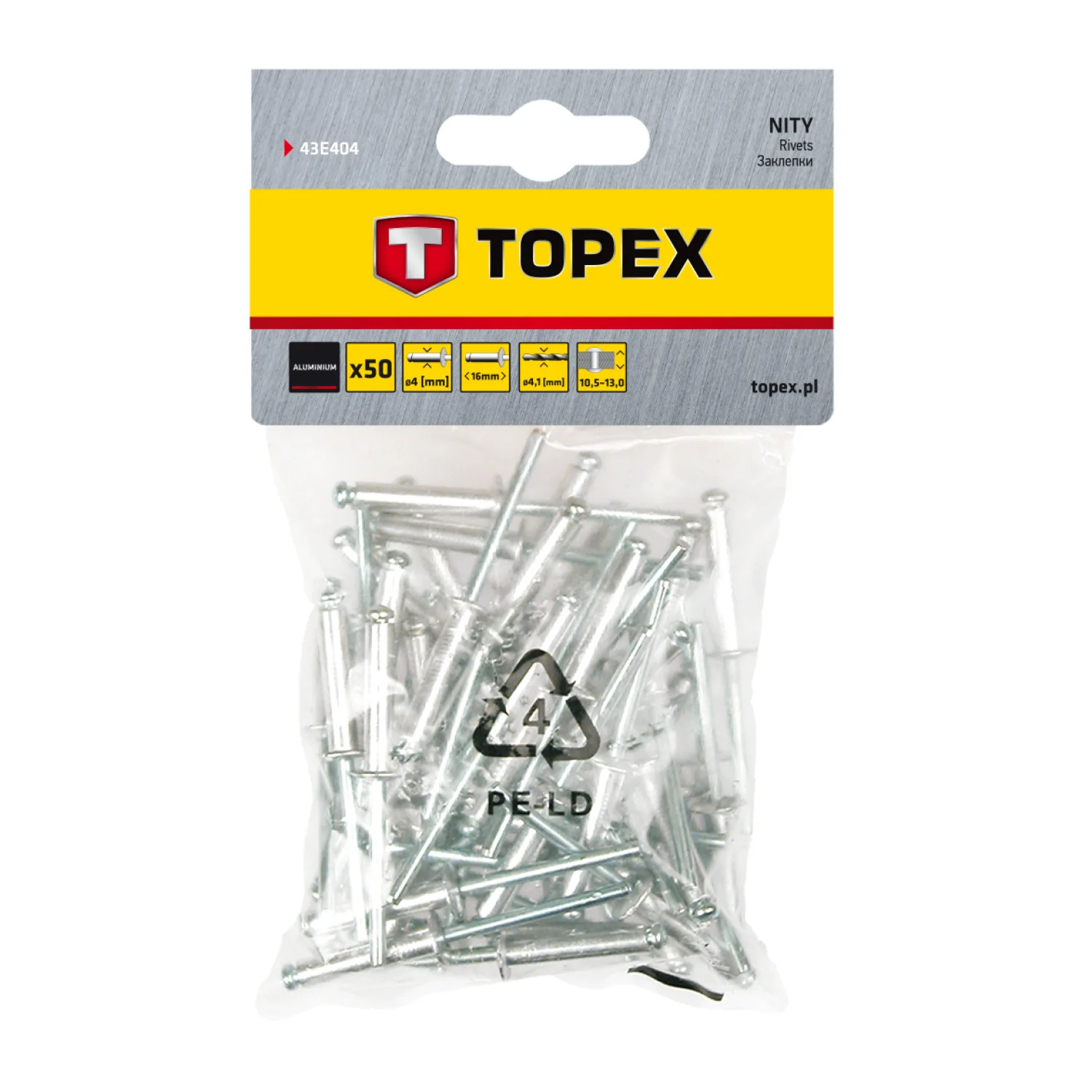 TOPEX Popszegecs 4x16mm, 50db, min. rendelés: 5cs