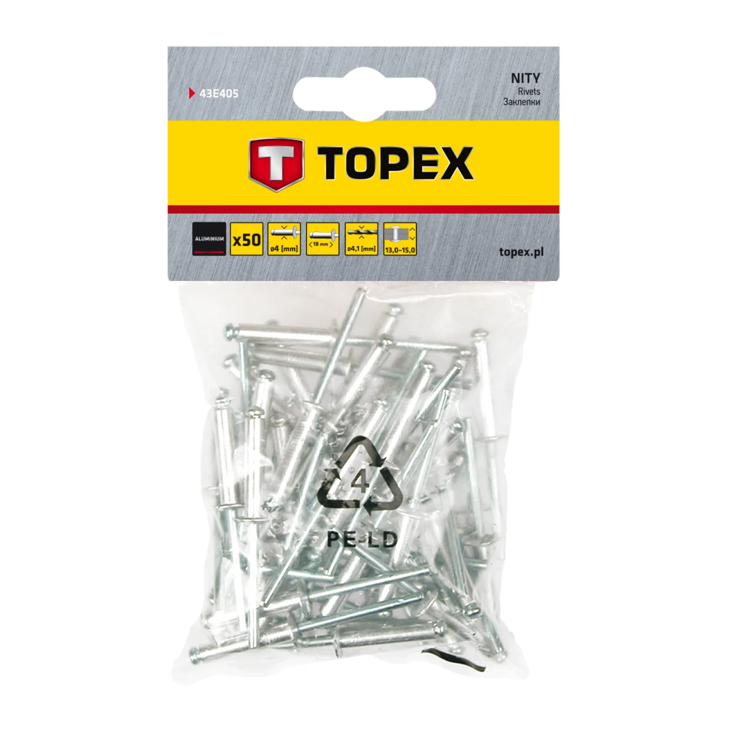 TOPEX Popszegecs 4x18mm, 50db, min. rendelés: 5cs