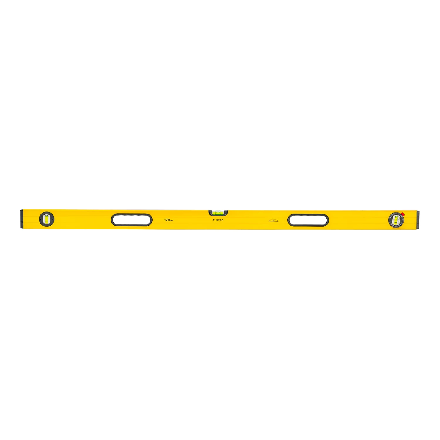 TOPEX Vízmérték 120cm, 3 libella, 2 markolat, aluminium, ±0.5mm/m, min. rendelés: 3db mérőeszköz