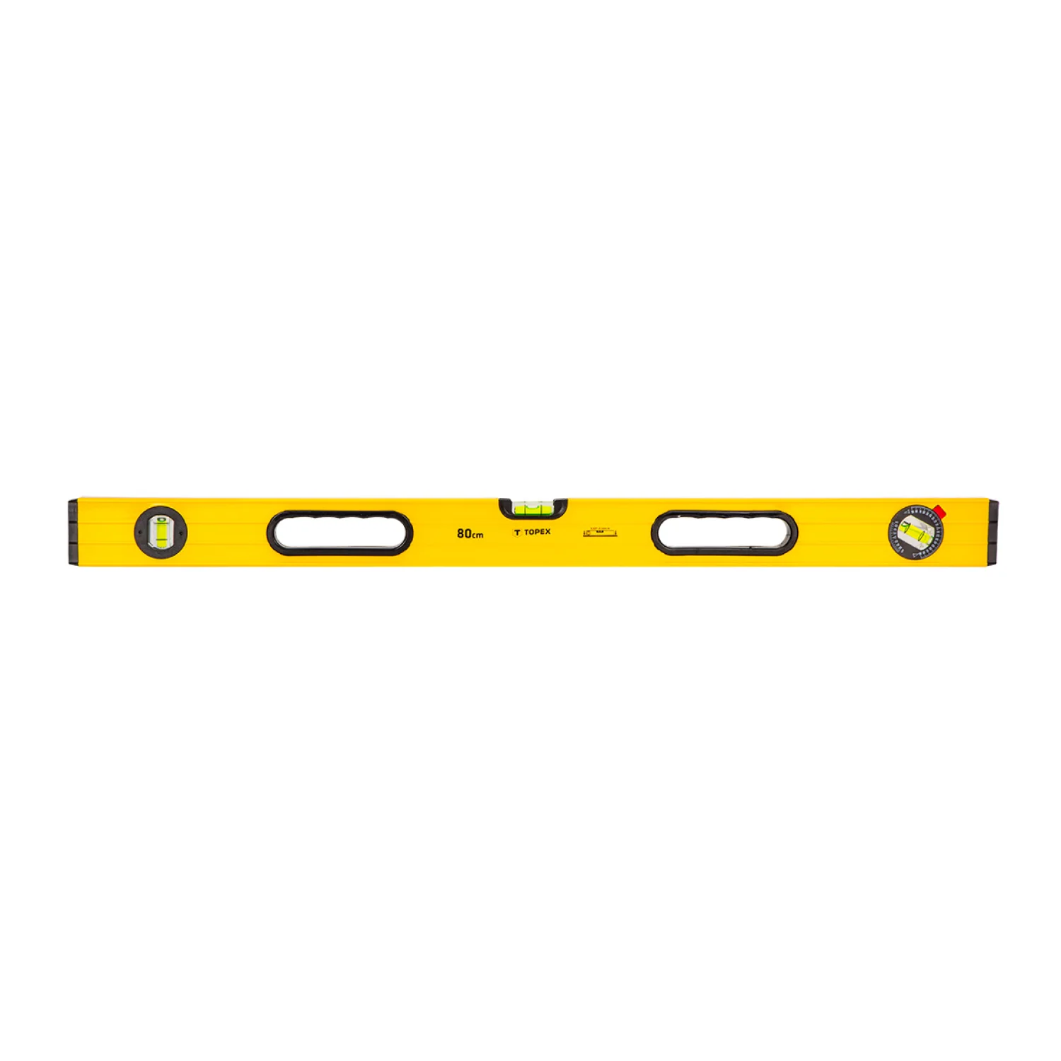 TOPEX Vízmérték 80cm, 3 libella, 2 markolat, aluminium, ±0.5mm/m mérőeszköz