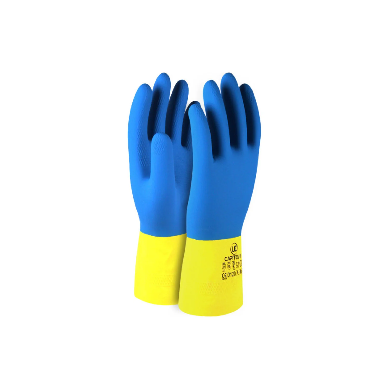 UCI duplán mártott latex kesztyű Kék/sárga