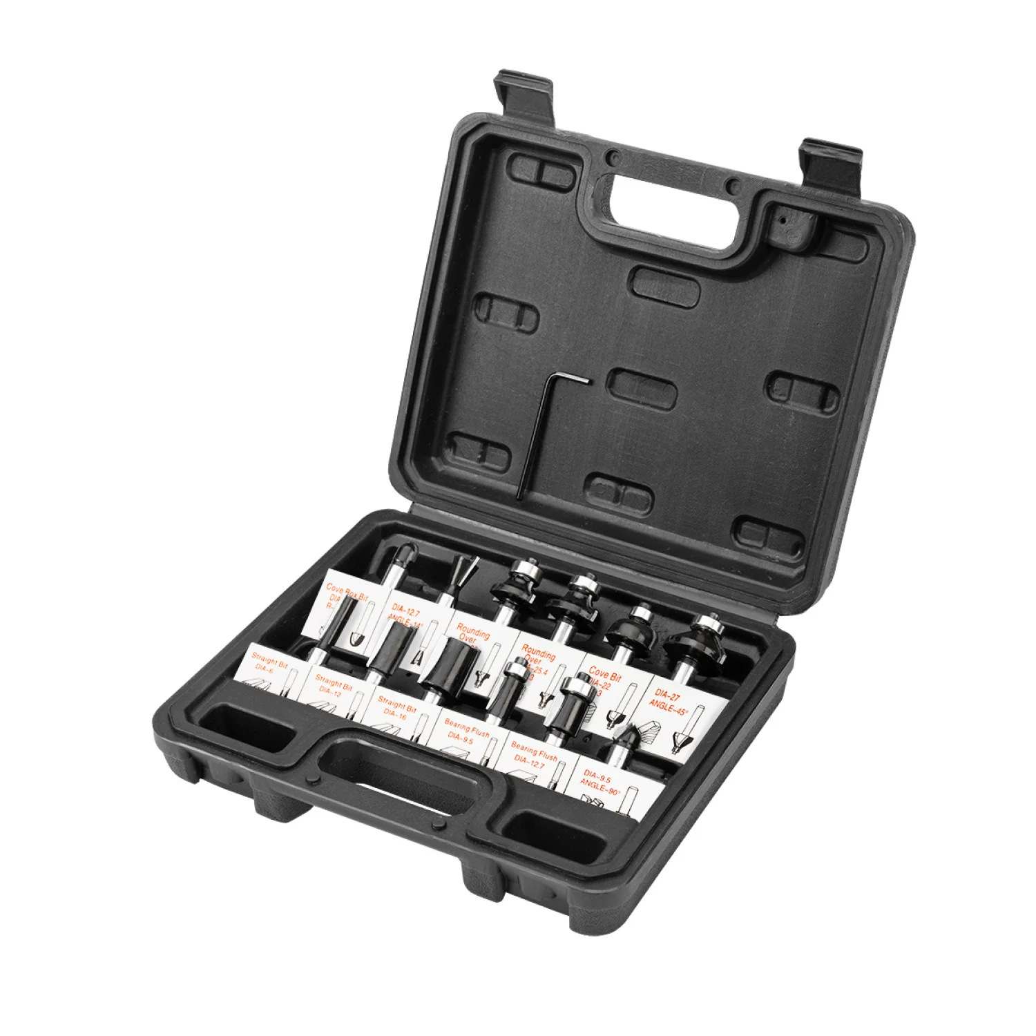 VERTO Felsőmaró készlet 12db, 8mm felsőmaró-tartozék