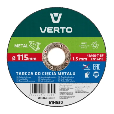 VERTO Vágókorong fémhez 115x1.5x22mm, min. rendelés: 5db