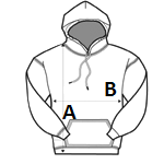 WOMENS OVERSIZED HOODIE mérési pontjai