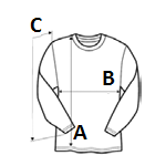 WOMENS REGULAR SWEATSHIRT mérési pontjai