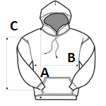 WOMENS REGULAR HOODIE mérési pontjai